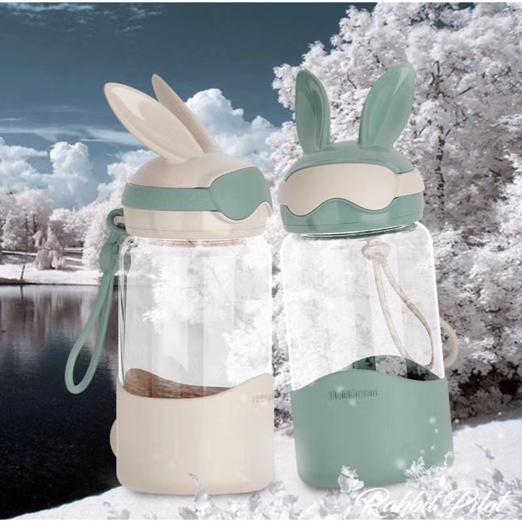 Jual Rabbit Glass Waterbottle Botol Num Kaca Sarung Silicon 340Ml ...