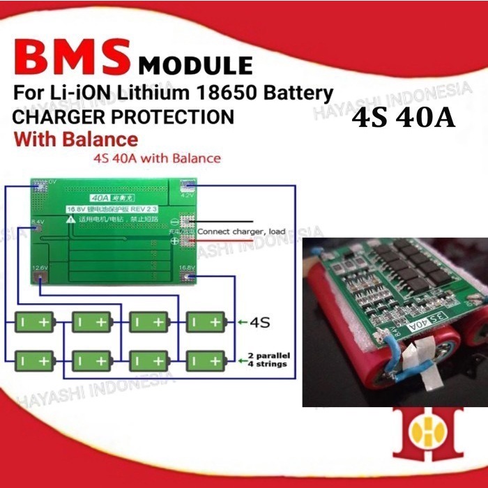 Jual BMS 3S 4S 40A 3.7V Lithium Battery Balanced Charger Protection