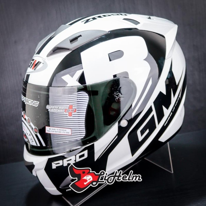 Jual Helm Gm Race Pro Zr White Black Full Face Visor Dark Racepro Shopee Indonesia