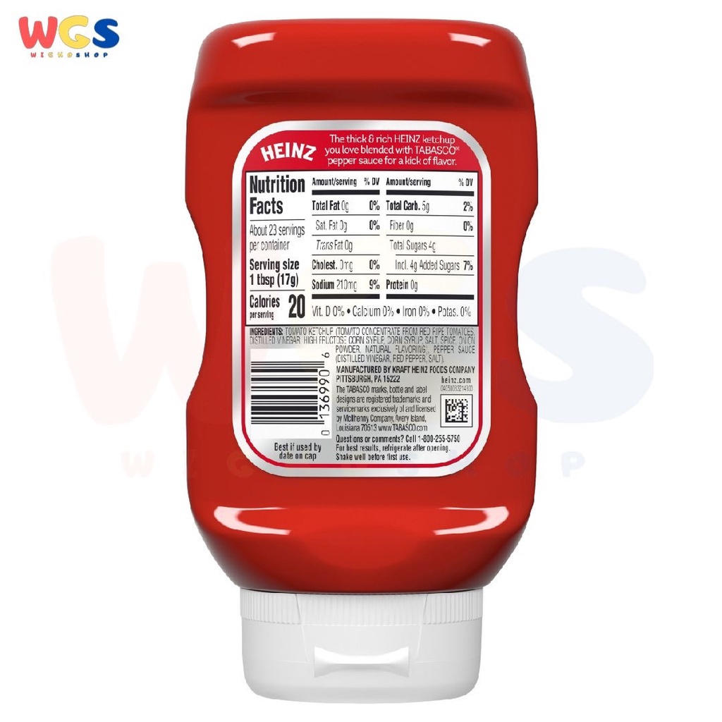 Jual Heinz Hot And Spicy Tomato Ketchup With Tobasco Pepper Sauce 397G