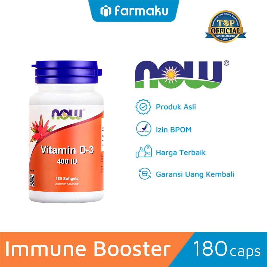 Jual Now Vitamin D3 400 IU 180 Softgels Suplemen Imun Shopee Indonesia