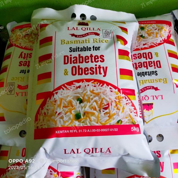 Jual Beras Lal Qilla Basmati Diabetes & Obesity Rice Beras India 5 kg
