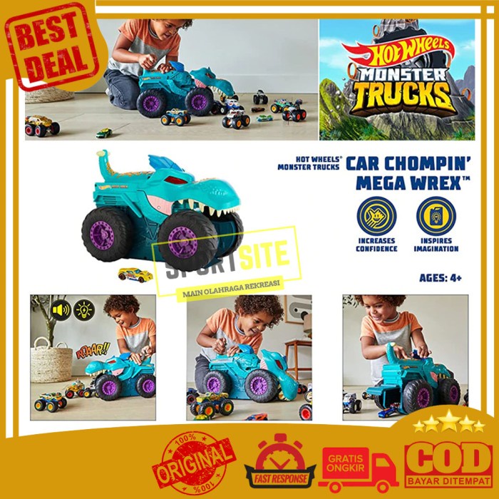 Jual Hot Wheels Monster Trucks Car Chompin Mega Wrex Giant Vehicle