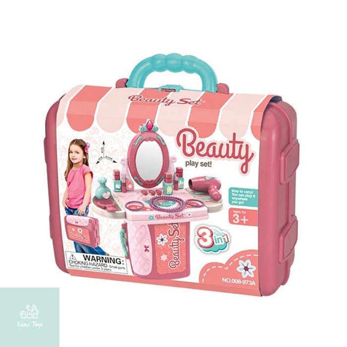 Jual mainan anak 3 in 1 beauty set - meja rias beauty playset 008-973 ...