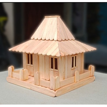 Jual Prakarya Miniatur Rumah Adat Jawa / Rumah Joglo Dari Stik Es Krim