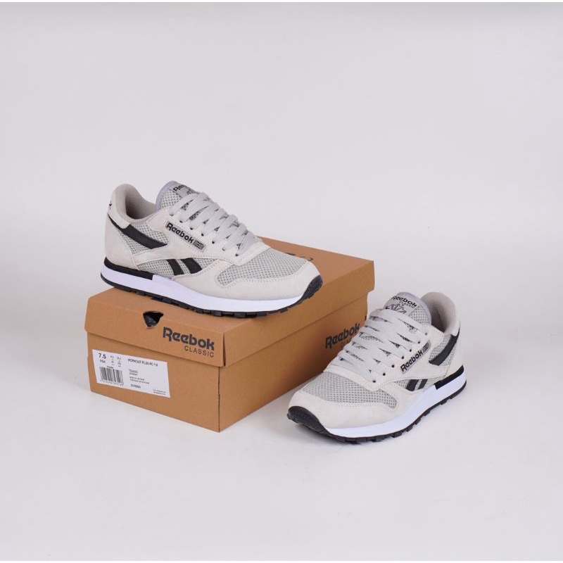 Jual Sepatu Reebok Classic Leather Utility Grey White Black | Shopee ...