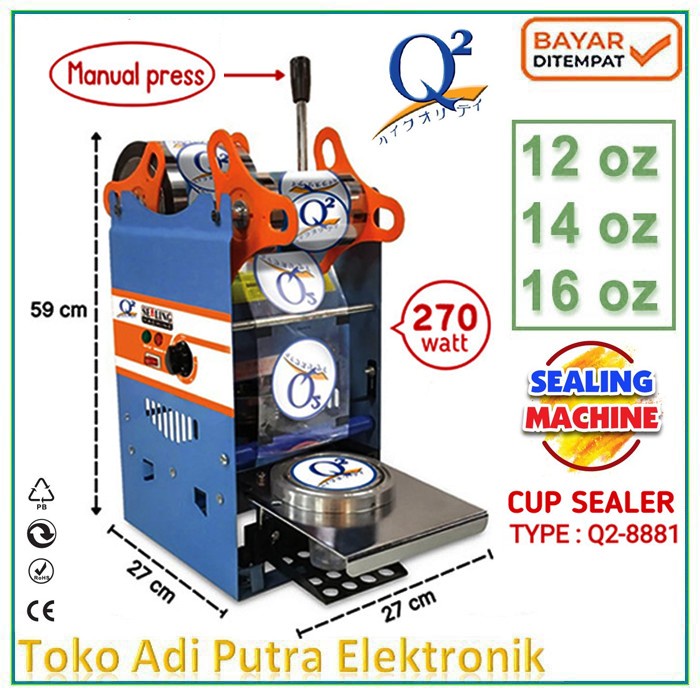 Jual Mesin pres Gelas Plastik Sealing Machine Plastik Mesin Cup Q2
