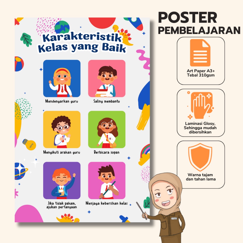 Jual Bu Guru Ria - Poster Karakteristik Kelas Yang Baik - Jaga