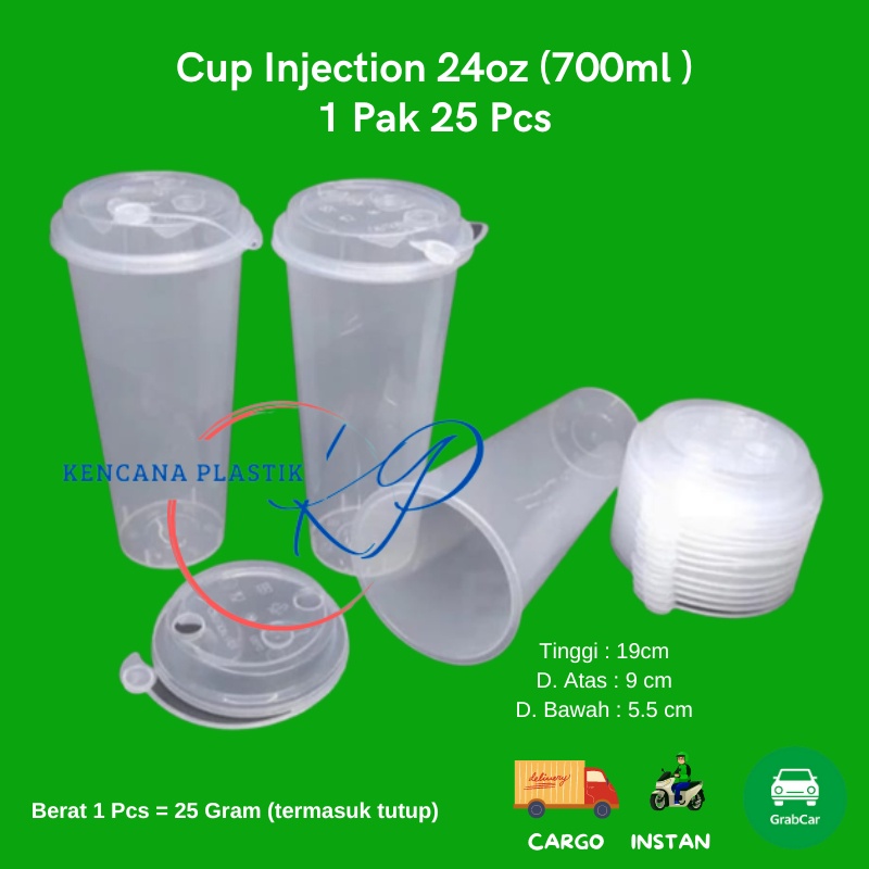 Jual Pp Cup Injection Reusable 700ml 24 Oz L Gelas Plastik 24oz 700 Ml Isi 25 Pcs Shopee Indonesia 6985