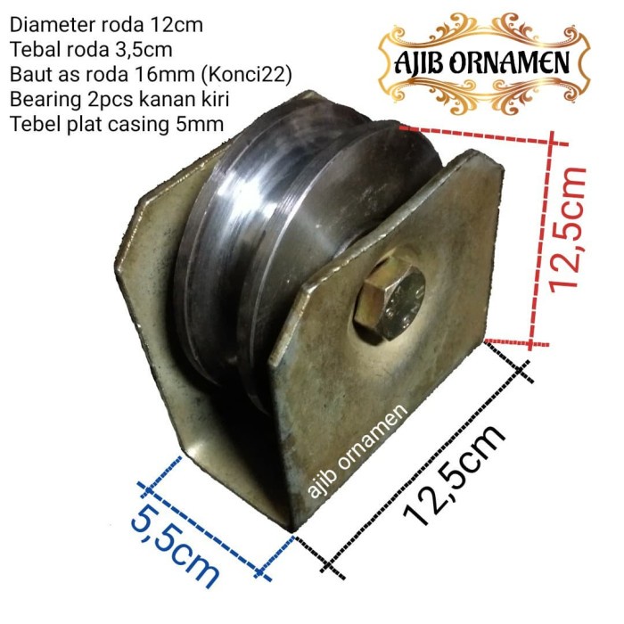 Jual Asli Roda Pagar Roda Gerbang Roda Bubut 12cm Roda Super Besi As Rell Behel Original 8328