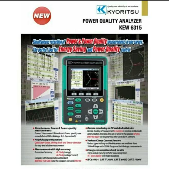Jual Kyoritsu KEW 631501 Power Quality Analyzer 500 A 500A Alat Ukur