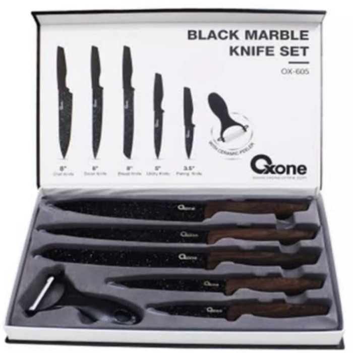 Jual Oxone OX-605 Black Marble Knife Set | Shopee Indonesia