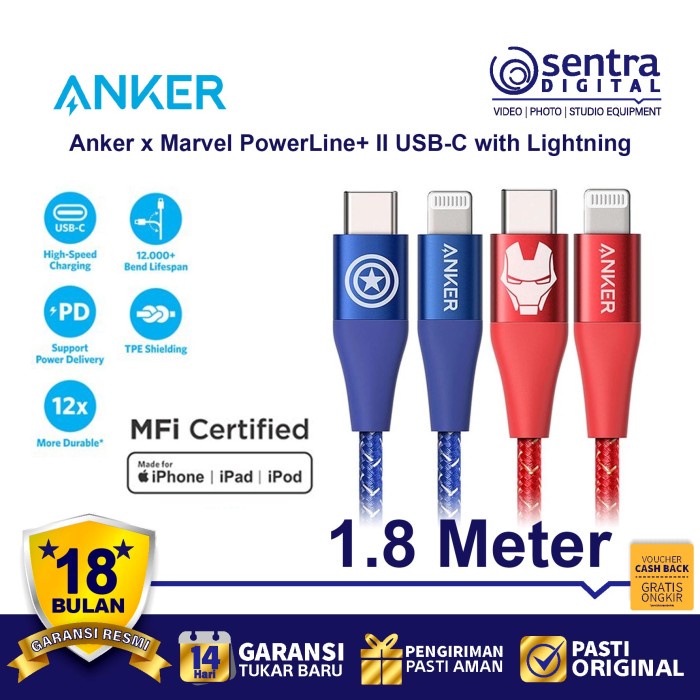 Jual Kabel Charger Anker X Marvel Powerline Ii Usb Type C To Lightning