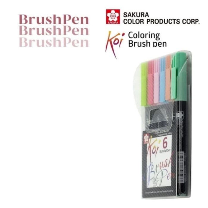 Jual Gaya Sakura Koi Coloring Brush Pen Pastel Set 6, Brushpen ...