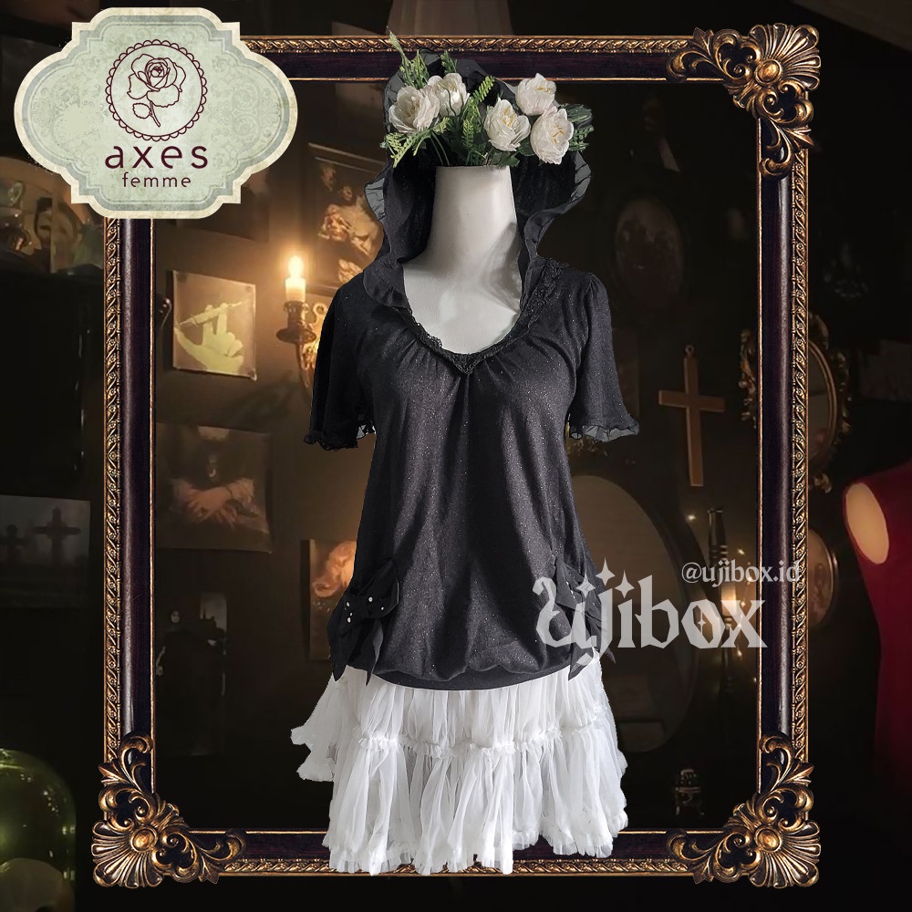 Jual Axes Femme Black Ribbon Hoodie Gyaru Kawaii Vintage Ujibox
