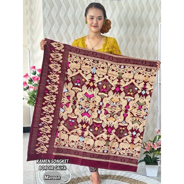 Jual Kamen Bordir Songket Calya Kamen Bali Lembaran Shopee Indonesia