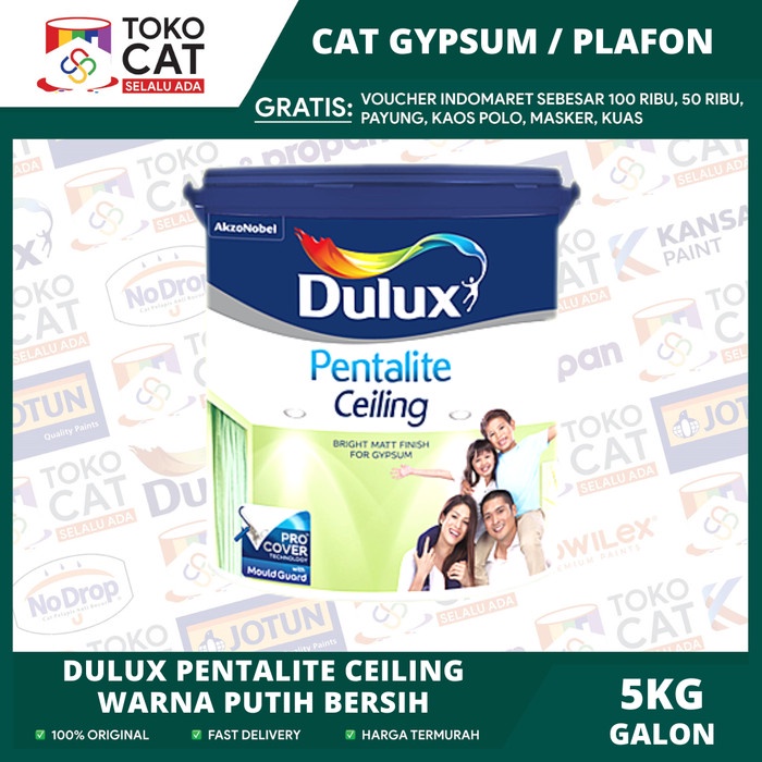 Jual Cat Plafon Dan Gypsum Dulux Pentalite Ceiling White Supermatt 5kg Kemasan Galon 0824