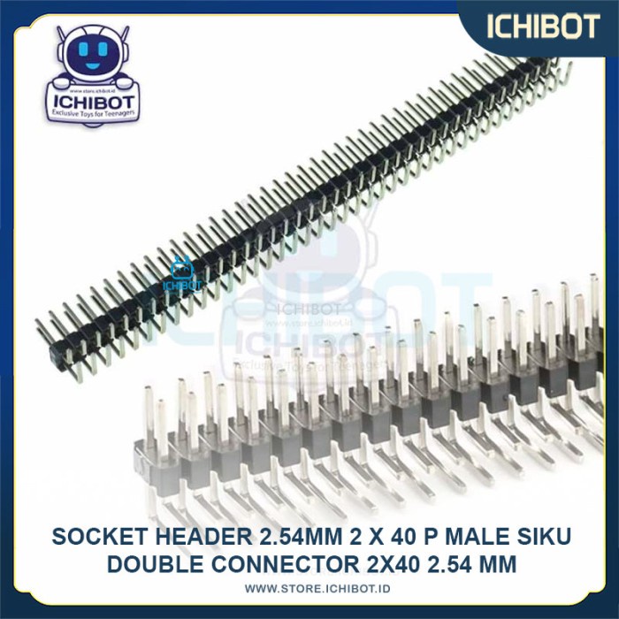 Jual Socket Header 2.54mm 2 x 40 P Male Siku Double Connector 2x40 2.54 ...