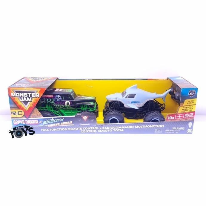 Jual Monster Jam Grave Digger Vs Megalodon Racing Rivals RC Remote ...