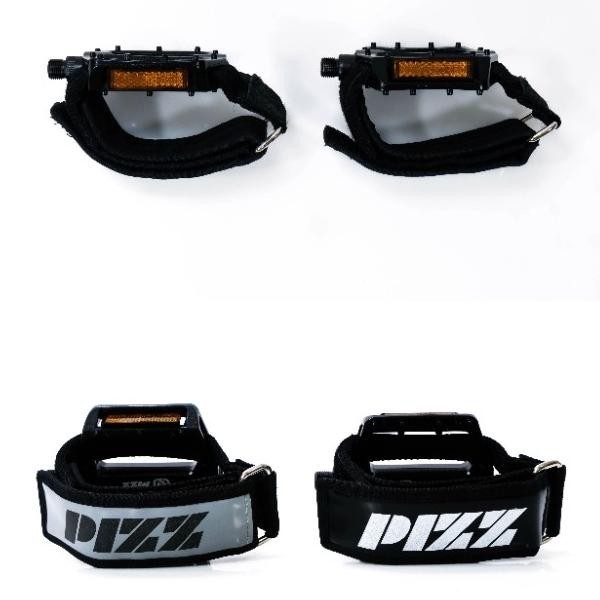 Jual Pedal Sepeda Pizz Fixie Pedals Set Straps Black Flat Non Cleat