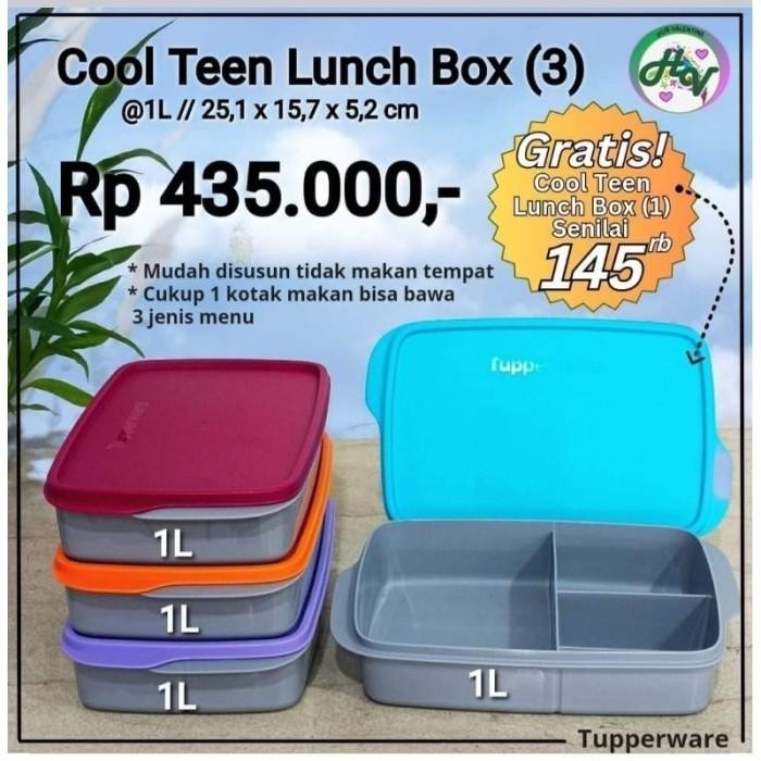 Jual TEMPAT MAKAN BERSEKAT TUPPERWARE DIVIDED LUNCH BOX 1L | Shopee ...