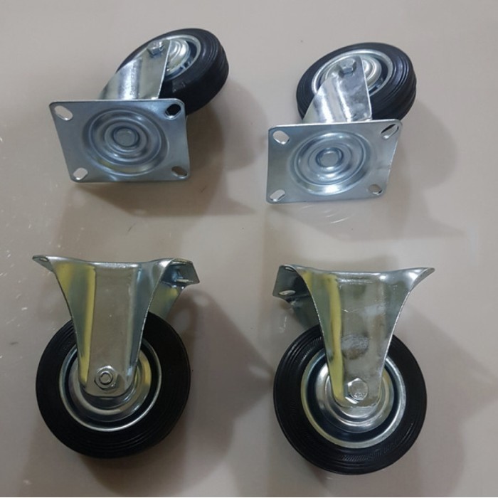 Jual Roda Troli Karet 5 Inch Set Putar Diam | Shopee Indonesia