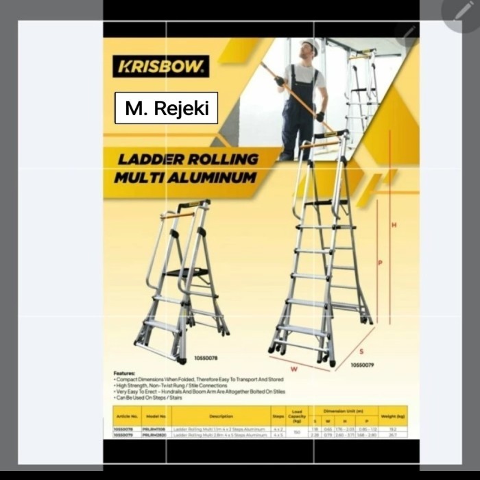 Jual LADDER ROLLING MULTI 2.8M 4 X 5 STEPS ALUMINIUM - 10550079 ...