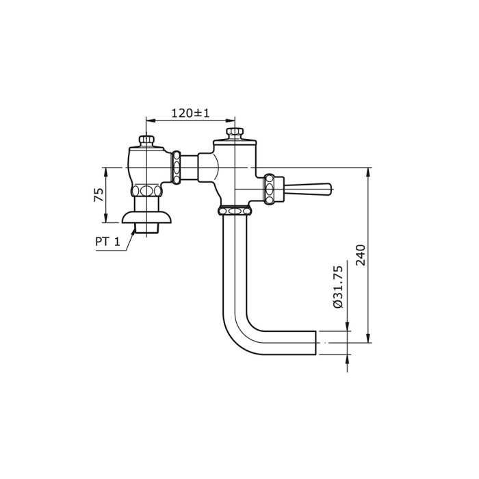 Jual FLUSHING VALVE KLOSET DUDUK TOTO T150NL (UNTUK KLOSET TIPE C51 ...