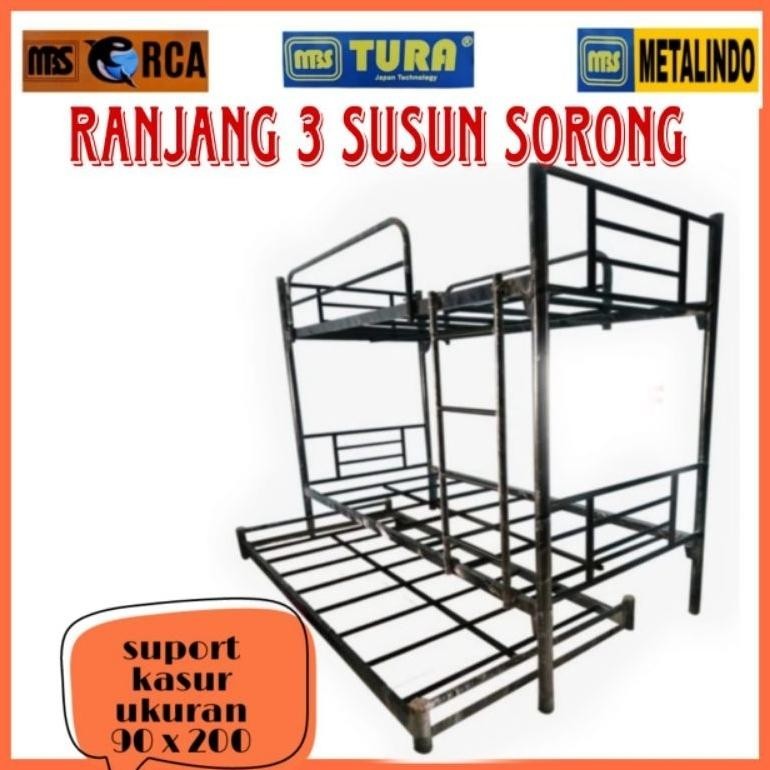 Jual Ranjang Besi 3 Susun Mbs Bunk Bed Ranjang Kuat Tempat Tidur ...