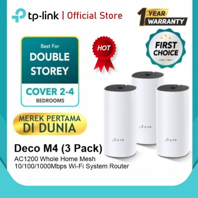 Jual TP-Link Deco M4 AC1200 Mesh WiFi System Dual Band Gigabit Whole ...