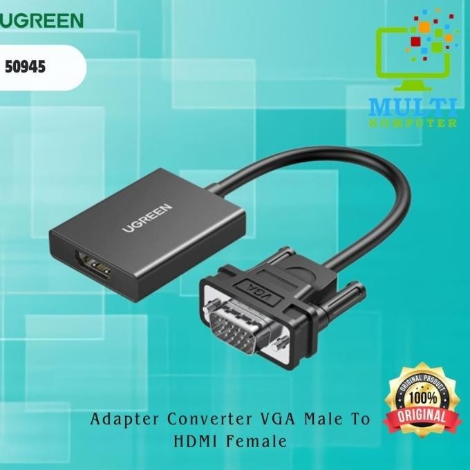 Jual Adapter Converter Vga Male To Hdmi Female Ugreen Hd 1080p With Audio Shopee Indonesia