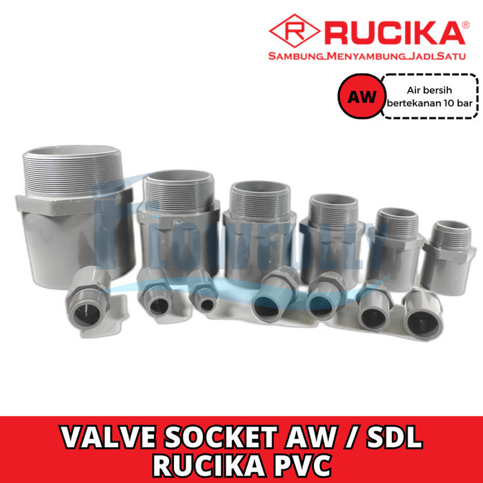 Jual VALVE SOCKET AW 1/2 inch RUCIKA SOK DRAT LUAR TS TEBAL PVC ...
