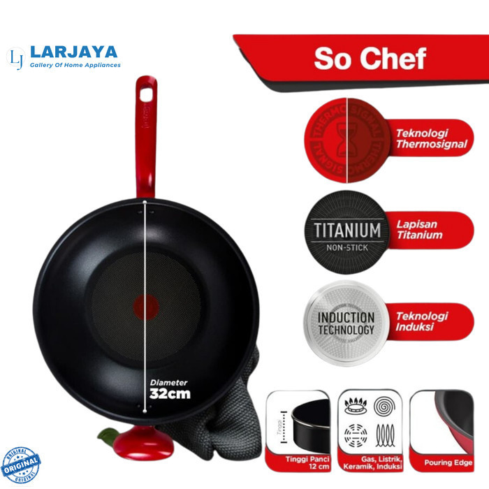 Jual Wok Pan Cm Lid Tefal So Chef Induction Heating Shopee Indonesia