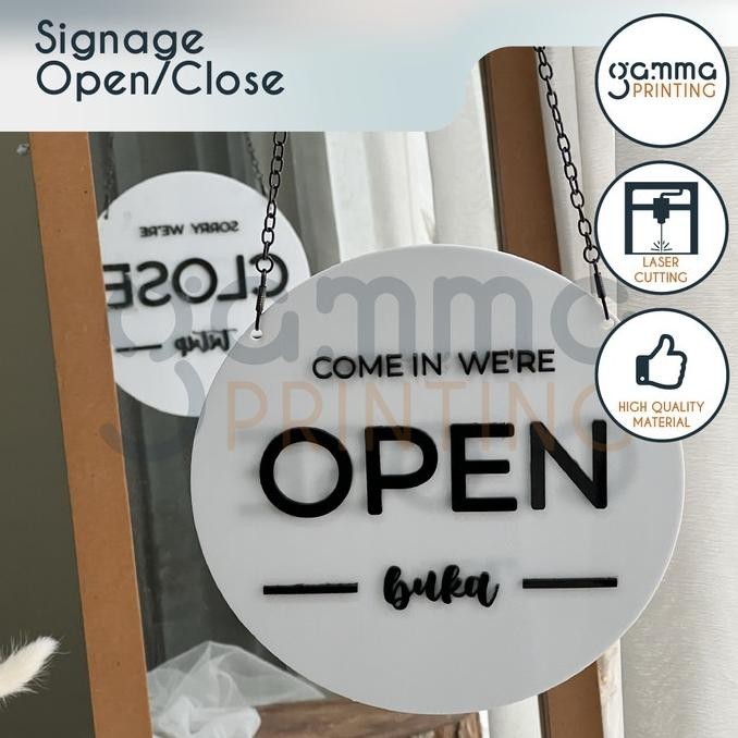 Jual Acrylic Signage Open Close Papan Akrilik Timbul Buka Tutup Sign