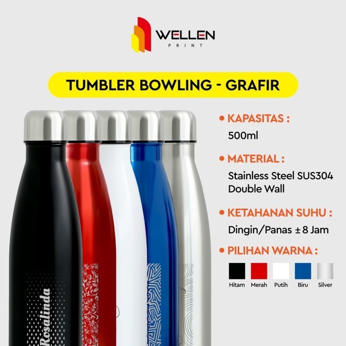 Jual Tumbler Bowling Grafir Custom Nama Cetak Botol Minum Termos ...