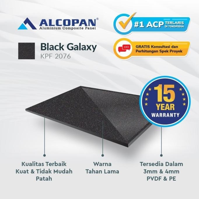 Jual ACP aluminium composite panel Alcopan Black Galaxy PE 4mm | Shopee ...