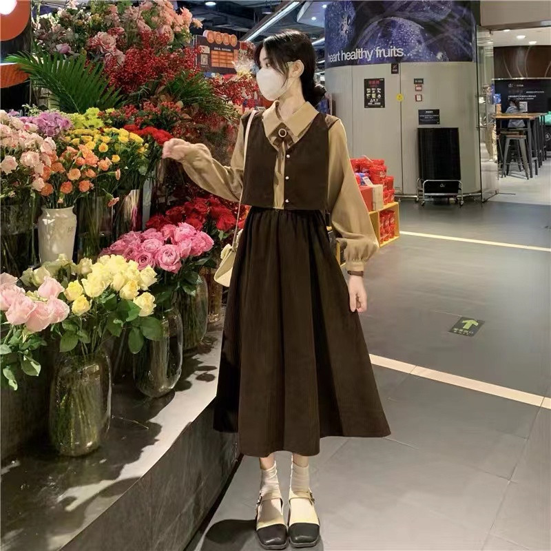 Jual Ekouaer Dress student korean style vintage dress Shopee Indonesia