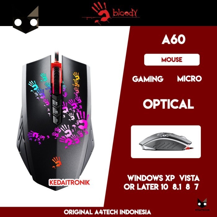 Jual Rtg Mouse A4tech Bloody A60 Micro Switch Gaming Wired Light Strike ...