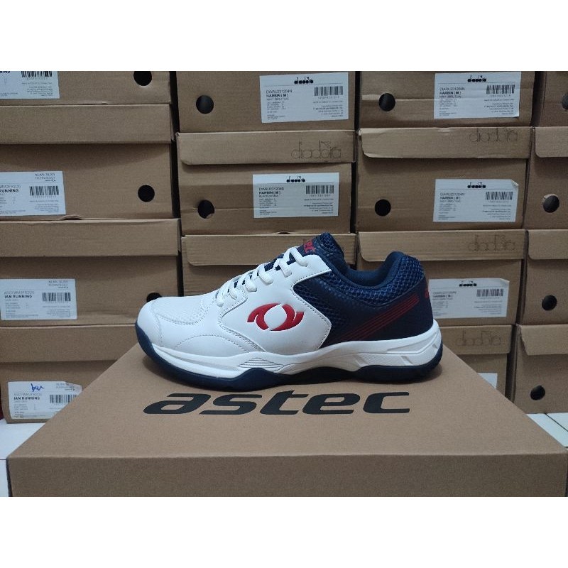 Jual Sepatu Astec ISAAC Badminton Original - White/Navy | Shopee Indonesia