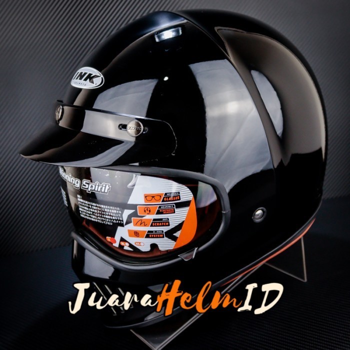 Jual INK HELM TROOPER SOLID / BLACK GLOSSY / RETRO CLASSIC DDRING ...