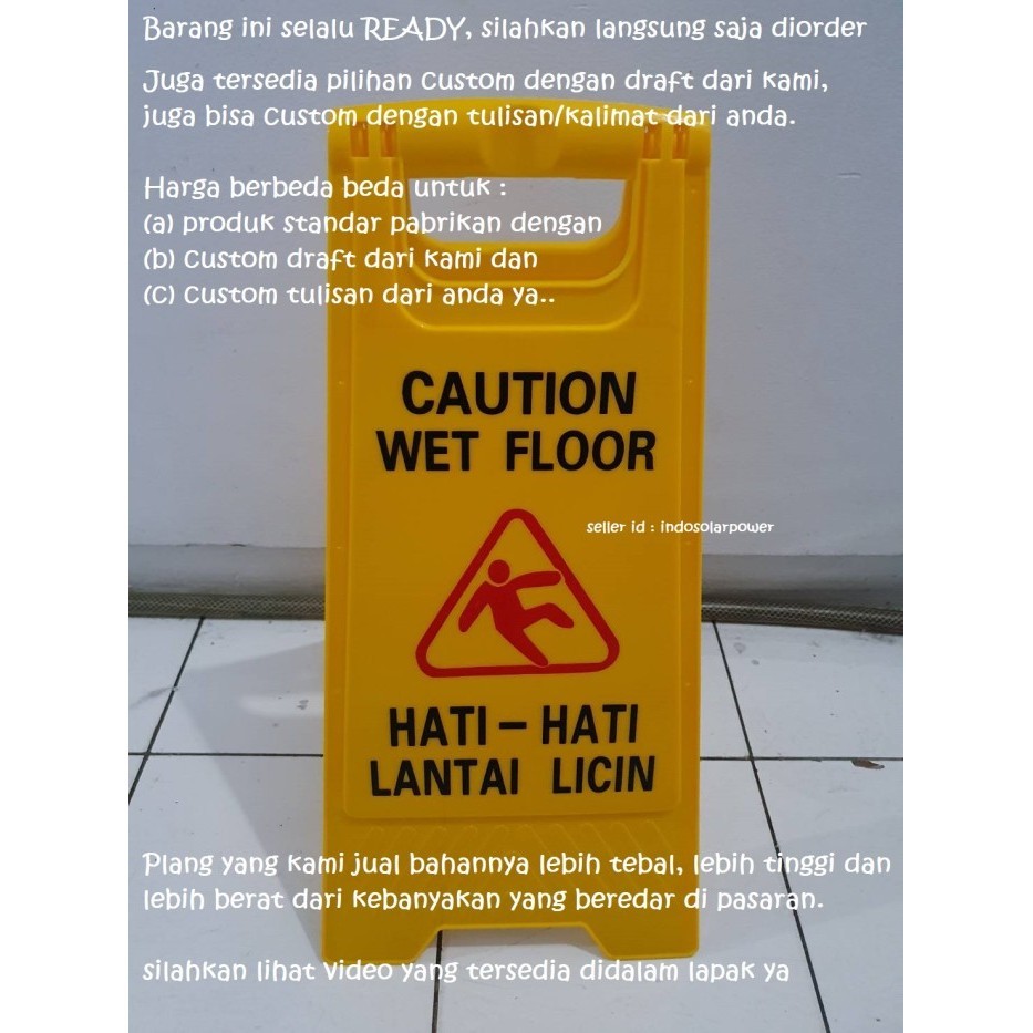 Jual Gercep Rambu Plang Caution Wet Floor Awas Lantai Licin Kokoh ...