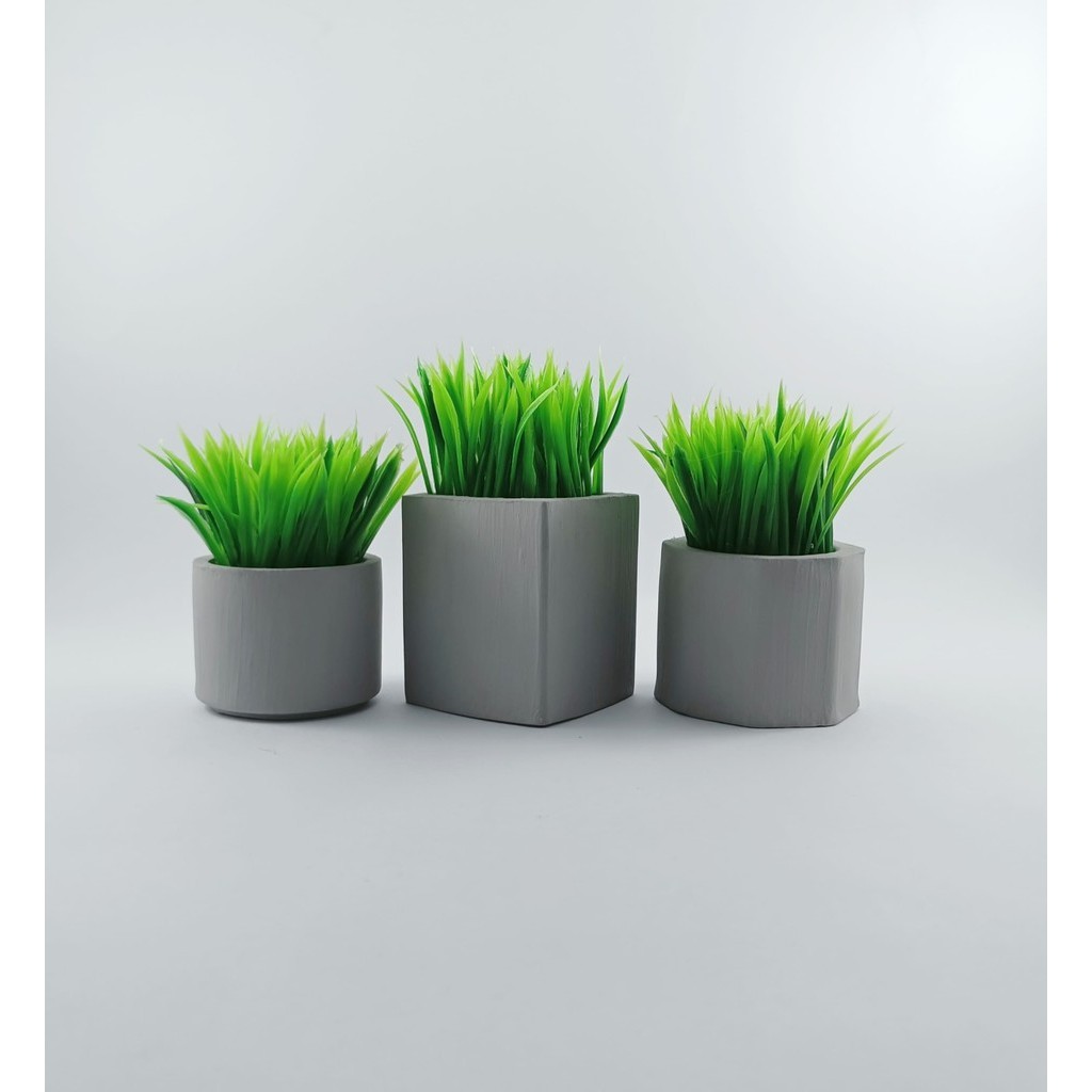 Jual [Abu] Artificial Greenery Leaves Greenly Plants Cement Potted ...
