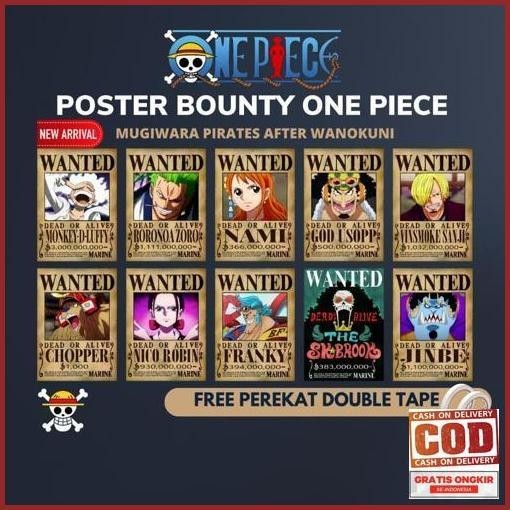 Jual Bisa Cod Poster Bounty One Piece Terbaru 1 Set Kru Komplit ...