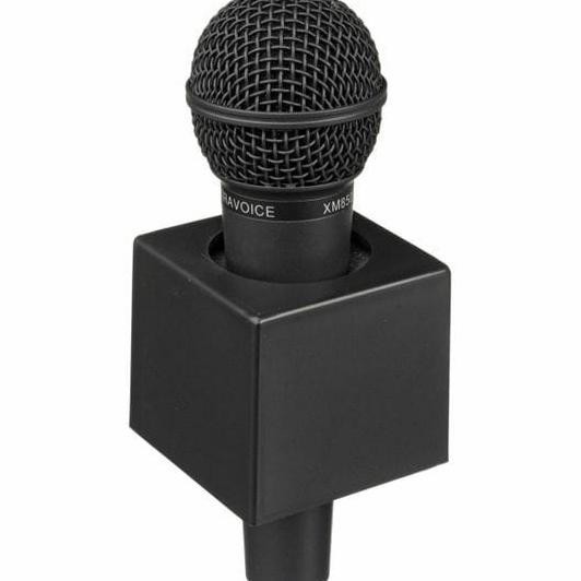 Jual Triangle Abs Mic Flag Microphone Interview Square Cube Logo ...