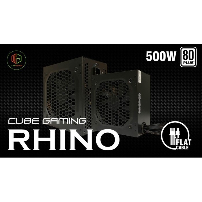 Jual Cube Gaming Rhino 500W - 80+ White Flat Cable / Psu 500W | Shopee ...
