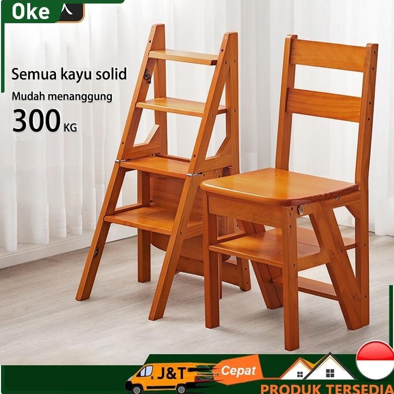 Jual OKE Kursi kayu Kursi tangga lipat kayu Kursi perpustakaan ...