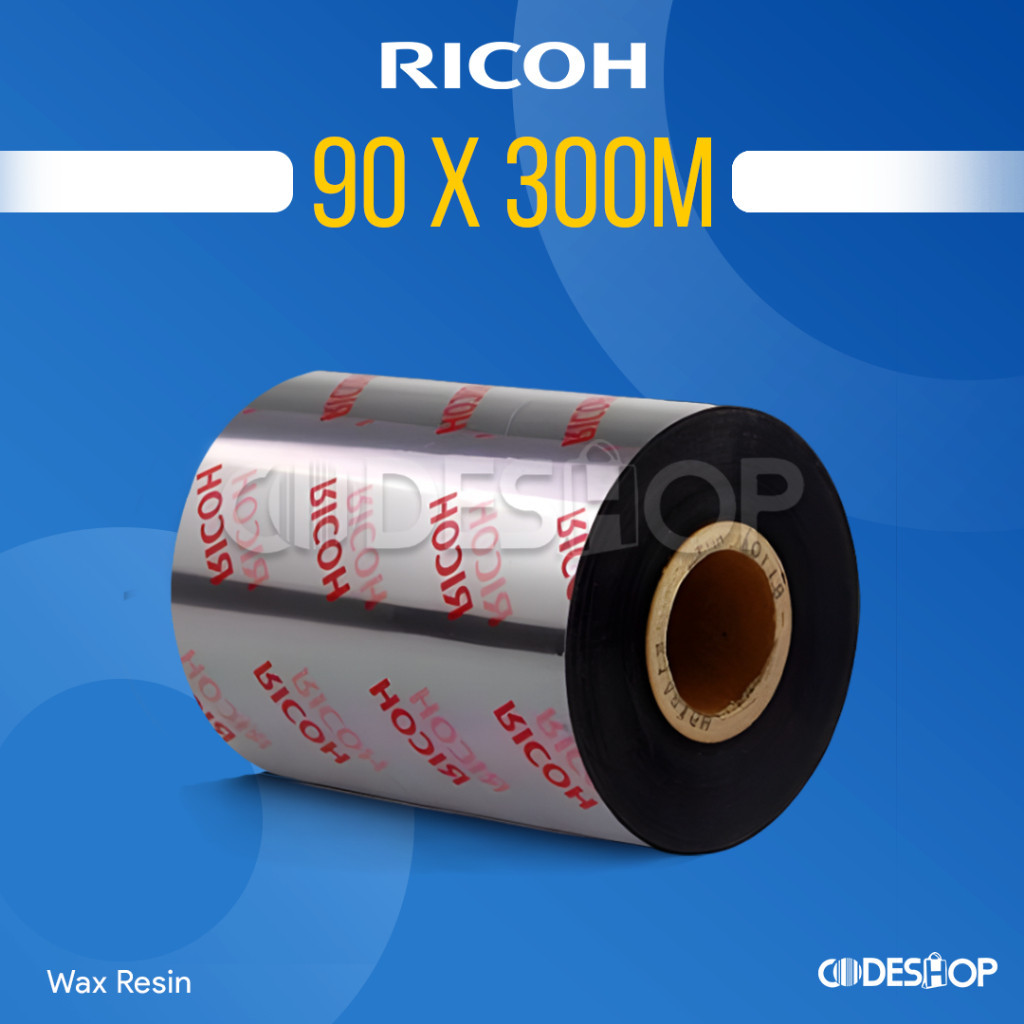Jual Ribbon Barcode Ricoh Wax RESIN Ukuran 90mm X 300m 90x300M 90 x 300 ...