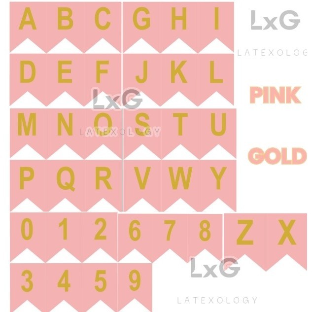 Jual Custom Banner Huruf Gold Foil PINK 12x17cm, Bunting Flag, (Tedhak ...