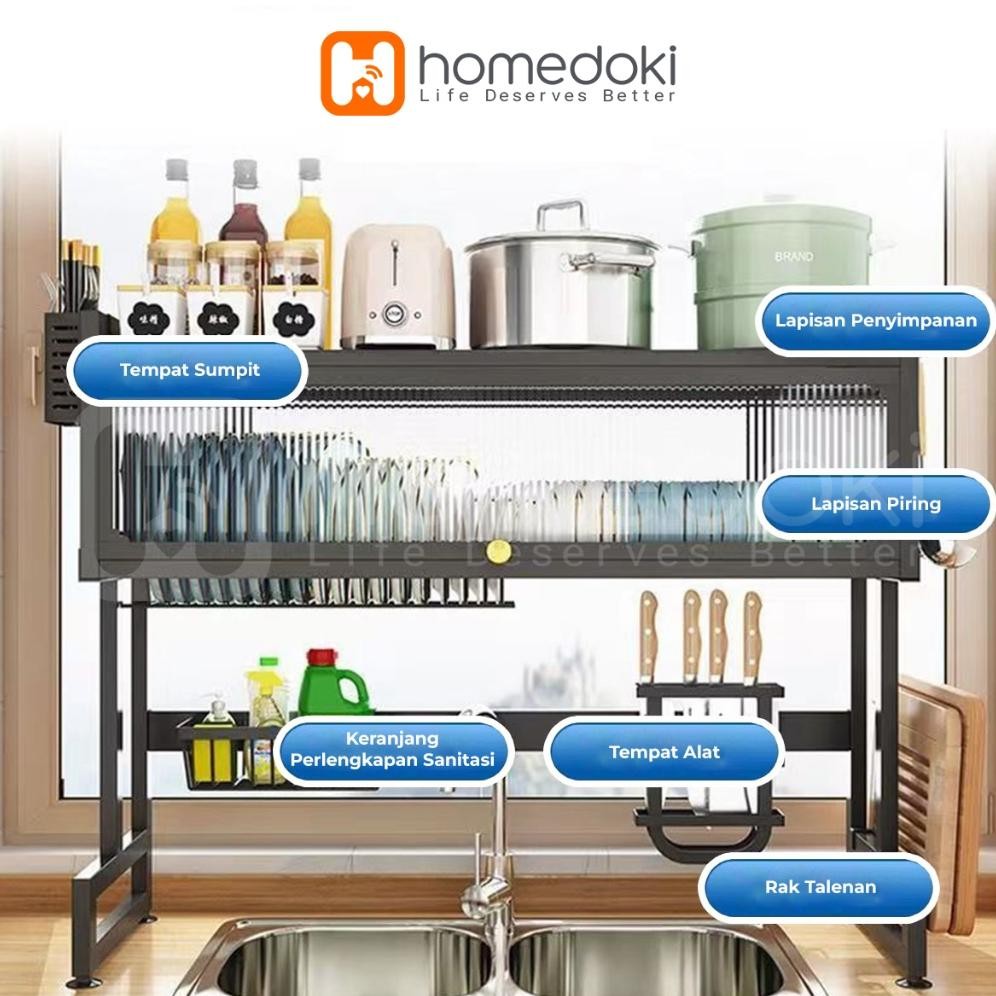 Jual Homedoki Rak piring wastafel / rak wastafel dapur / rak di atas ...