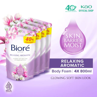 Biore Body Foam Sabun Mandi Cair Relaxing Aromatic Pouch 800ml Fourpack